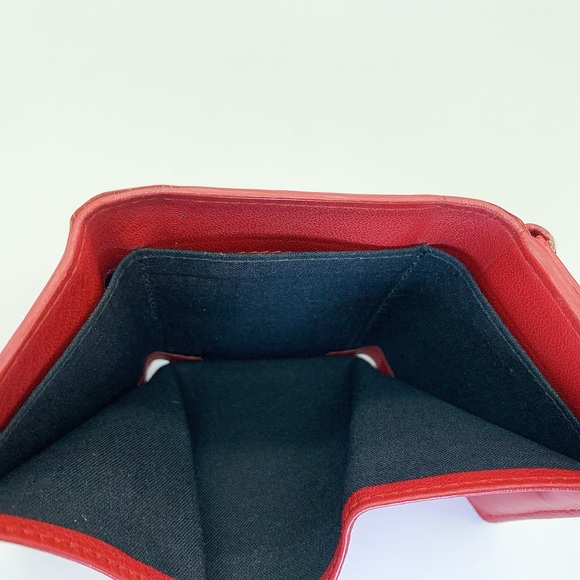 Balenciaga Papier Lambskin Leather Mini Tri-Fold Wallet in Red - Picture 7 of 11